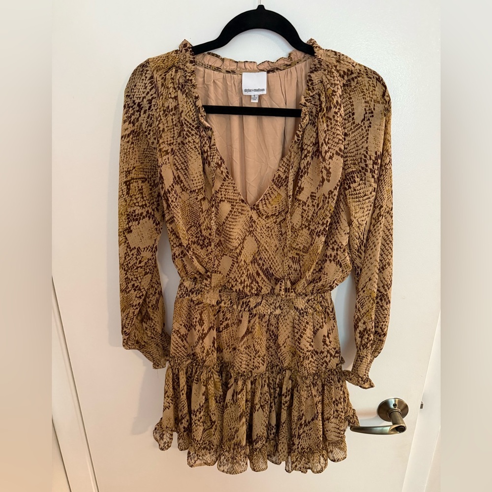 Skylar + Madison smocked ruffle mini dress